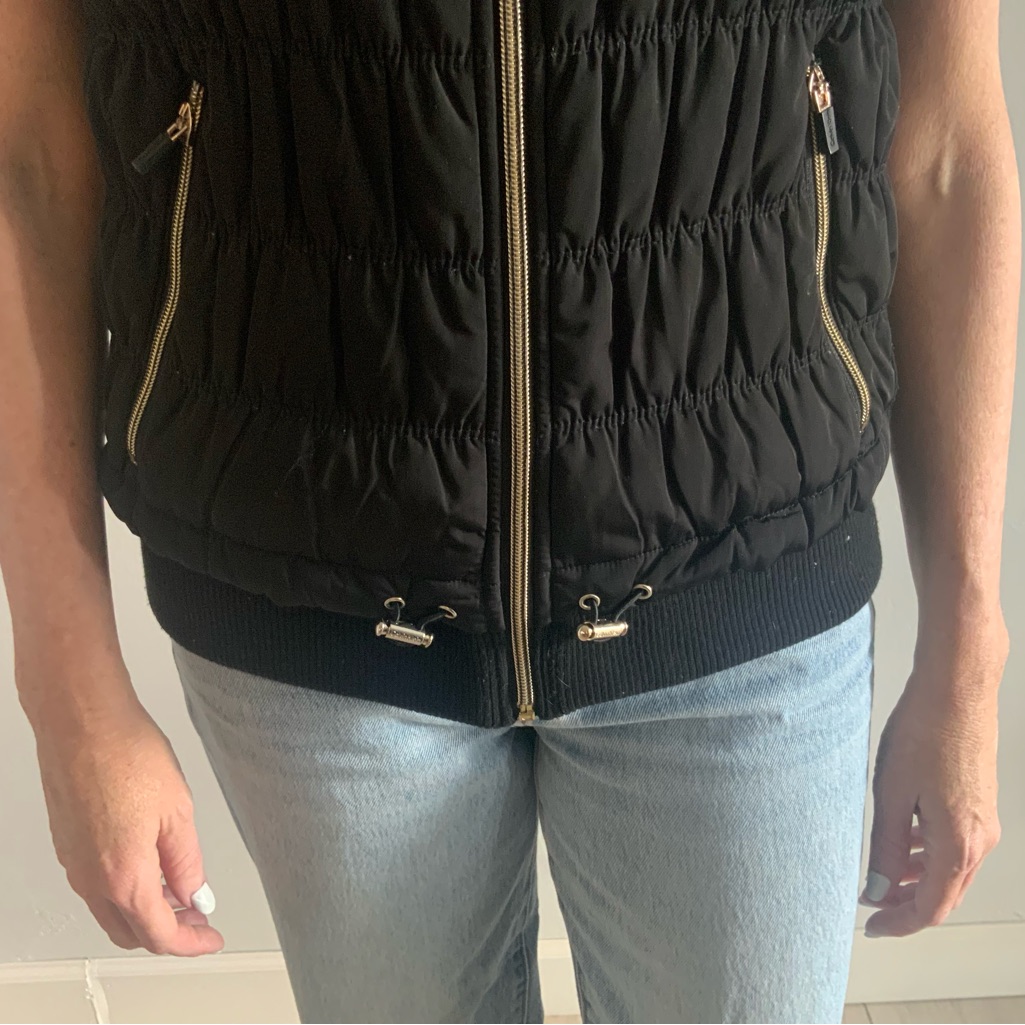 Calvin Klein Black Puffer Jacket With Gold Accents